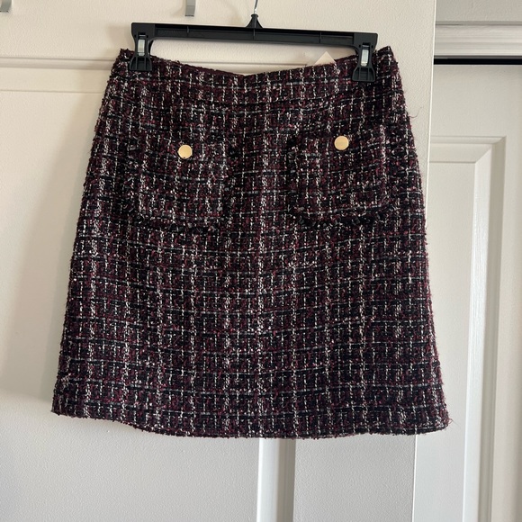 NWT-LOFT Sherri tweed shift skirt purple multi color-0P - Picture 6 of 7